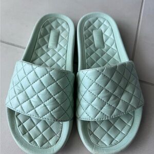 APL quilted leather lusso slides mint green 6